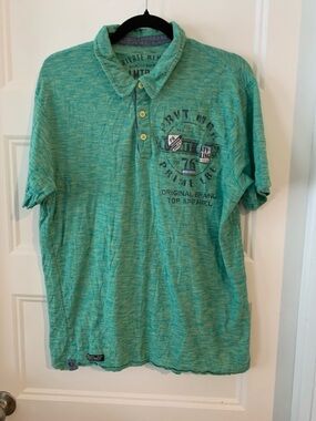 REGD TDMK, Green Heathered Polo Shirt with Chest Graphic